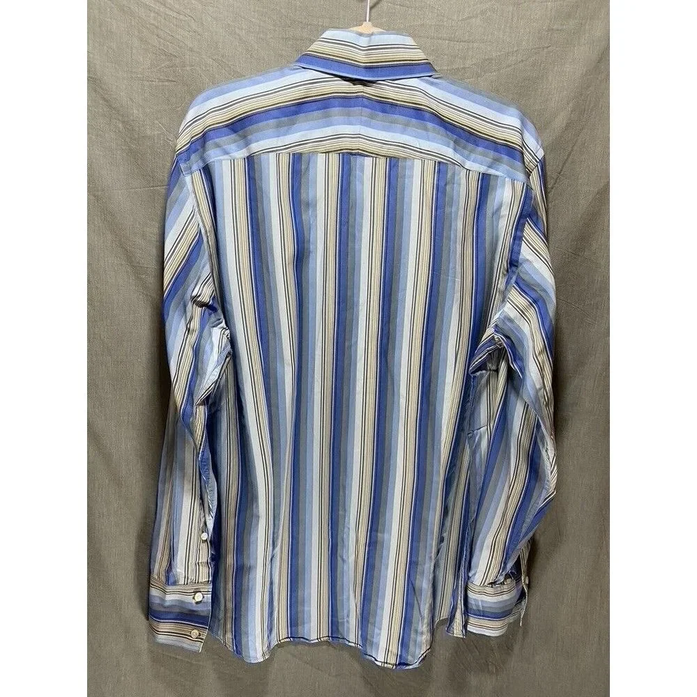 Banana Republic Button Up Long Sleeve Adult Extra Large Blue Striped Casual Men.